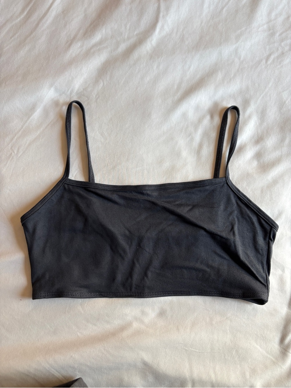 Jova Charcoal Grey Buttery Soft Unlined Bralette Crop Top Basic Layering
